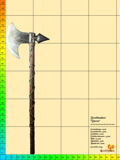 Deren LARP Axt Zweihand Trollfelsen Maße